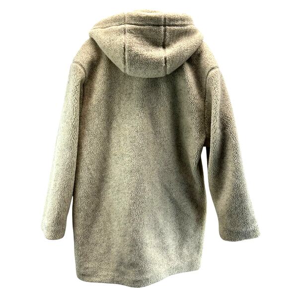 Sandro Teddy Jacket Button Front Hooded Oversized Vintage Cream Med - Picture 2 of 8